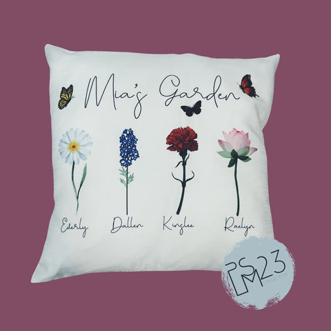 Customized Throw Pillow Cover Birth Flowers